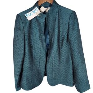 Coldwater Creek Teal Iridescent Open Front‎ Blazer Size Medium - Like NEW!